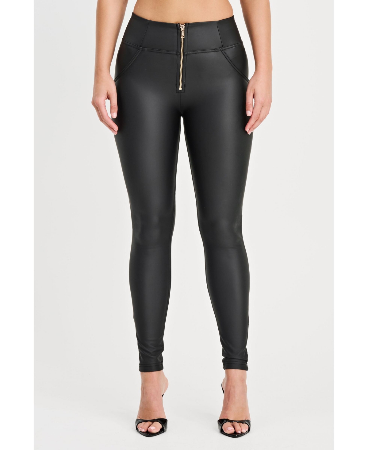 Women's Wr.up Faux Leather High Waist Pants - Black
