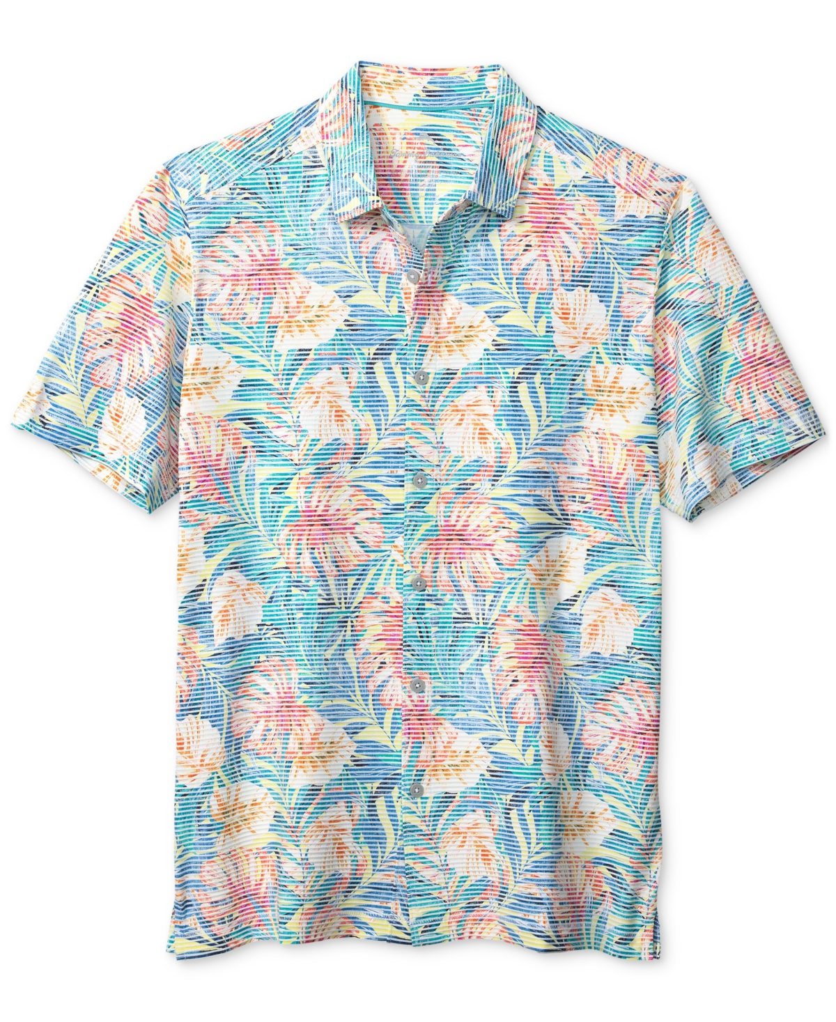 Tommy Bahama Costa Wave Positana Palms Short Sleeve Button-up Shirt In Blue