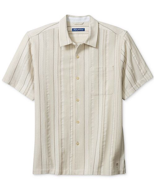 alfani Tommy Bahama Men's Milano Stripe Short Sleeve Shirt Men's Fashion & Accessories