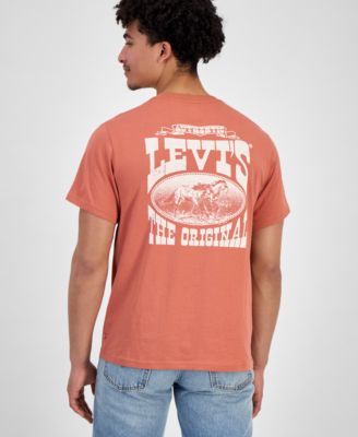 Men's Relaxed Fit Box Tab Short Sleeve Logo Graphic Crewneck T-Shirt