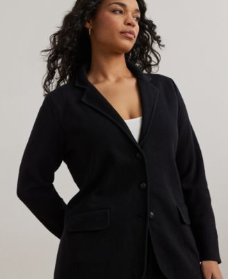 Women's Plus Size Combed Cotton Single-Breasted Blazer