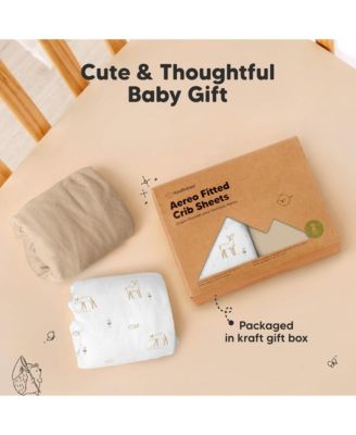 2pk Aereo Fitted Crib Sheets for Boys, Girls, 52x28 Standard Baby Crib Mattress Sheets, Bamboo Viscose Cotton