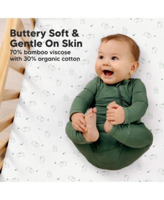 2pk Aereo Fitted Crib Sheets for Boys, Girls, 52x28 Standard Baby Crib Mattress Sheets, Bamboo Viscose Cotton