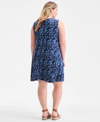 Plus Size Printed Sleeveless Flip Flop Dress, Exclusively at Macy's