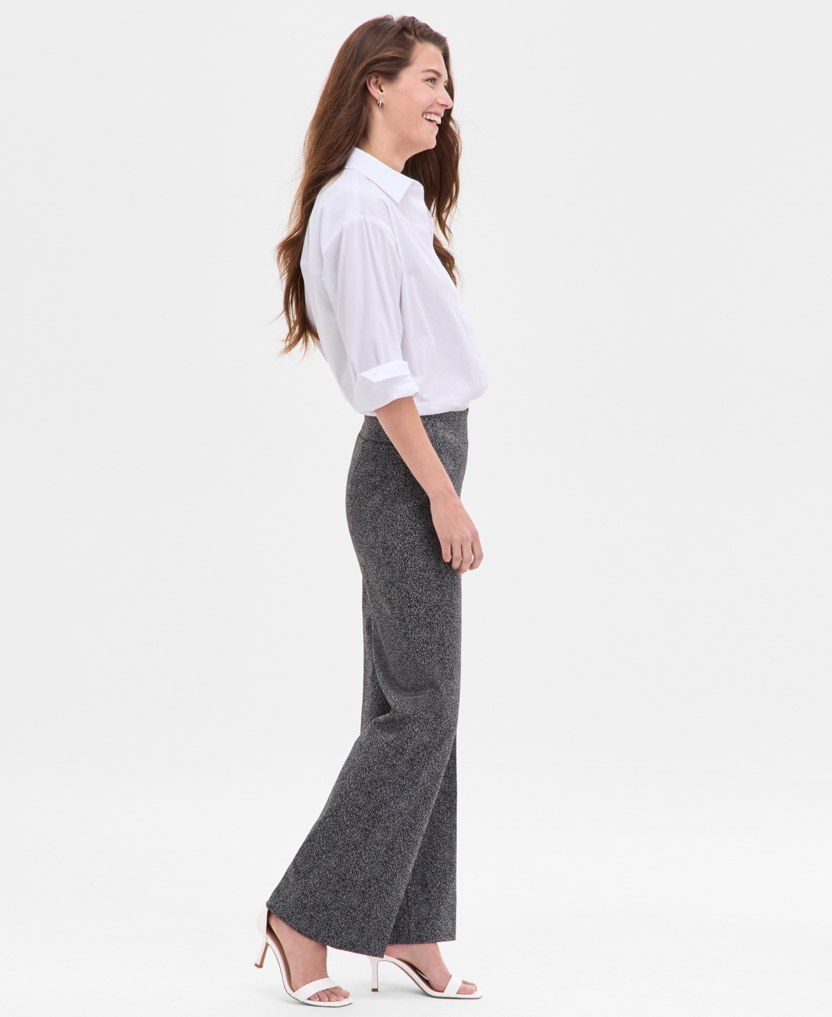 Anne Klein Women's Printed Mid-rise Wide-leg Pants In Multi