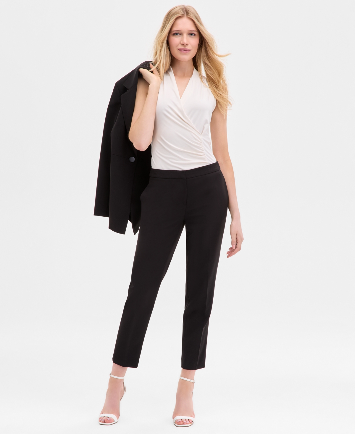 Women's Sustainable Luxe Twill Fly-Front Side-Tab Straight Pants - Anne Black