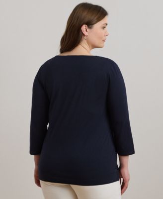 Plus Size Jersey Three-Quarter-Sleeve Tunic