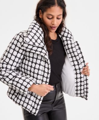 Women's Short Tweed Puffer Coat, Exclusively at Macy's