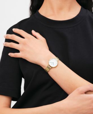 Unisex Analog Gold-Tone Stainless Steel Watch, 28mm