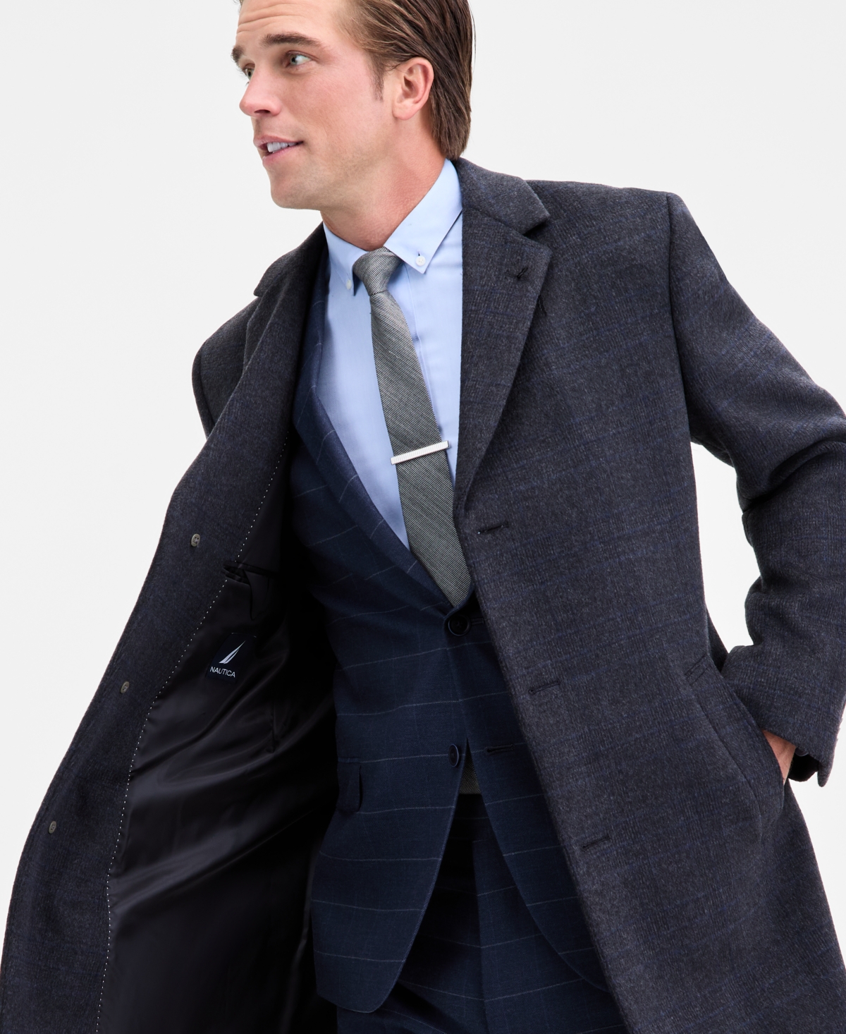 Nautica Men's Modern-Fit Wool-Blend Overcoat