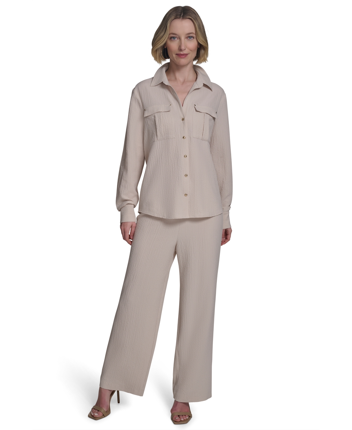 Shop Halston Women's Collared Roll-tab Button-up Shirt