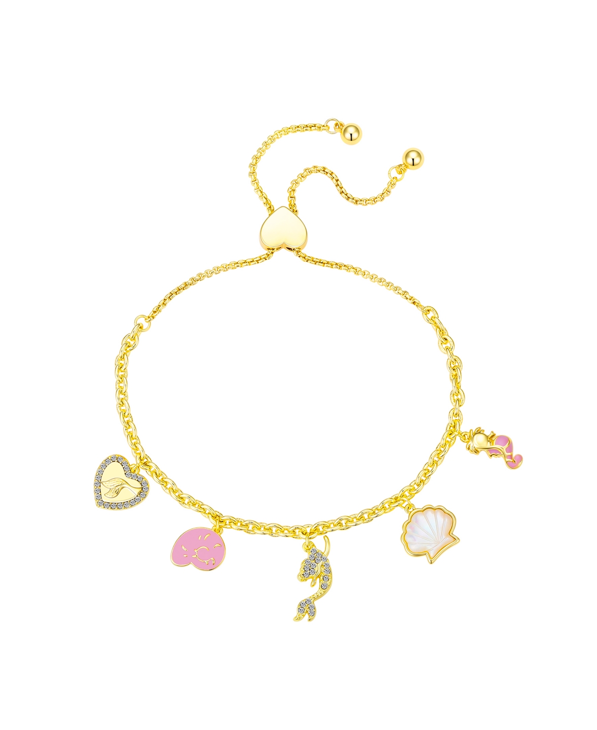 Crystal and Mother of Pearl Little Mermaid Bolo Bracelet - Gold