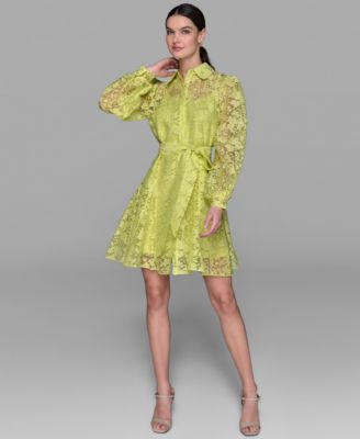 KARL LAGERFELD PARIS - Women's Organza Burnout Fit & Flare Shirtdress
