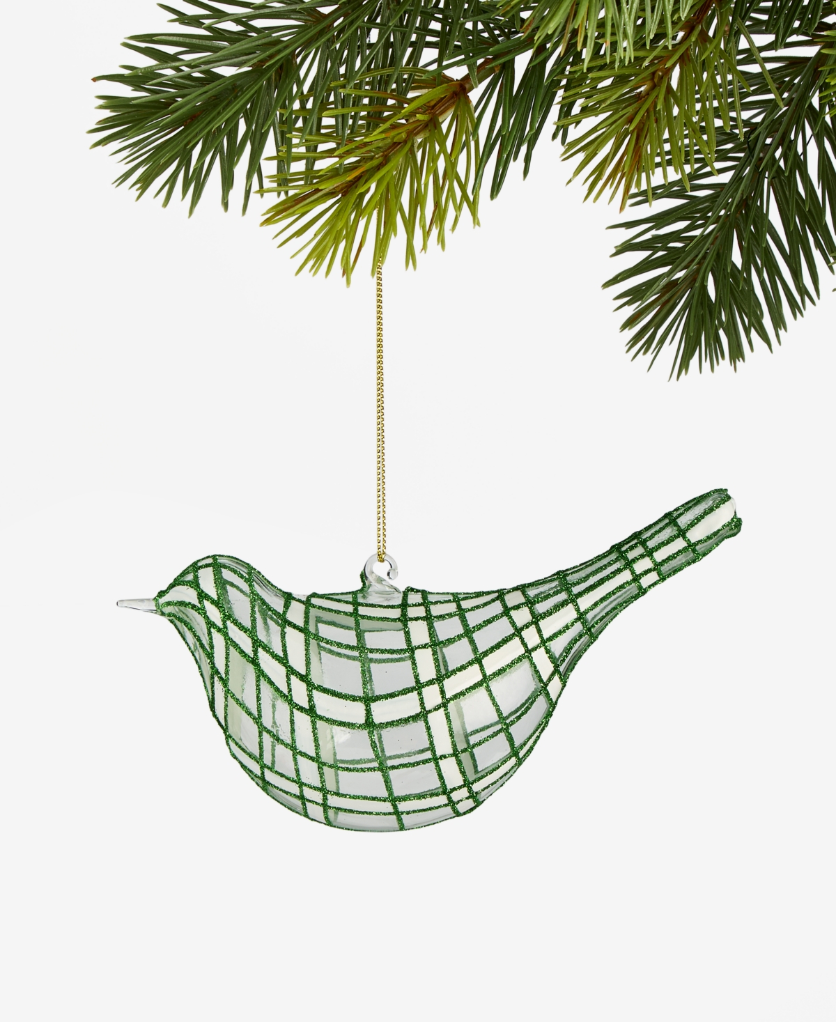 Holiday Lane Enchanted Emerald Glittered Glass Bird Ornament, Macy's Exclusive In Transparent