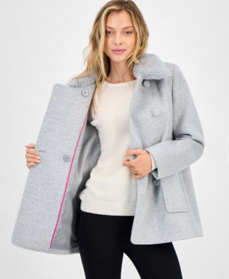 Women's Double-Breasted Faux Fur Collar Coat