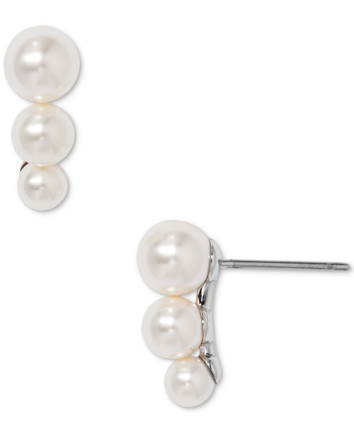 Silver-Tone Imitation Pearl Maisie Graduated Stud Earrings, Exclusively at Macy's - Silver