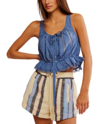 Free People - Women's Alana Lace-Trim Cotton Sleeveless Top