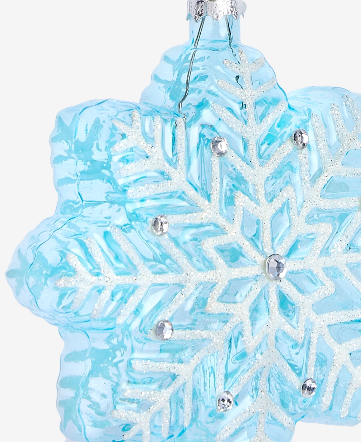 Holiday Lane Enchanted Emerald Blue Glass Snowflake Ornament, Macy's Exclusive In Transparent