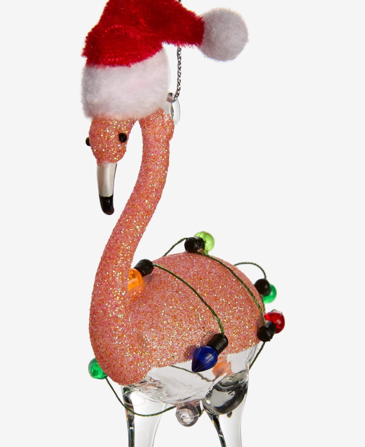 Holiday Lane Florida Santa Flamingo Glittered Ornament, Macy's Exclusive In Transparent
