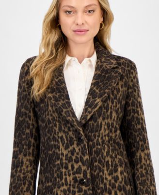 Women's Single-Breasted Animal-Print Coat