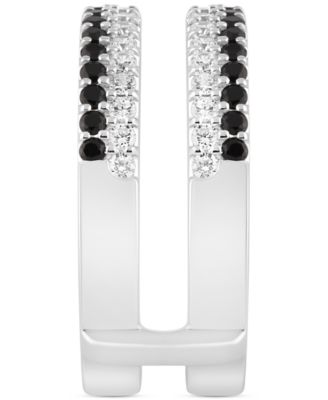 Black & White Diamond Guard Ring (1 ct. t.w.) in 14k White Gold 