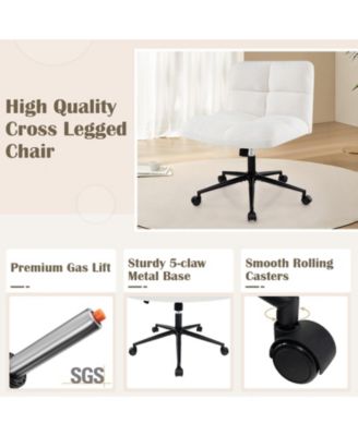 Cross Legged Chair with Wheels with Padded Seat Adjustable Height for Bedroom Study