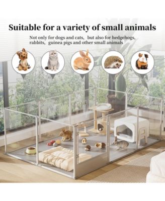 Transparent Pet Pen with Mat for Dog/Cat/Rabbit Litter Box