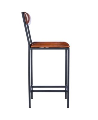Durable Wood and Iron Bar Stool for Kitchen, Bistro, or Patio Use