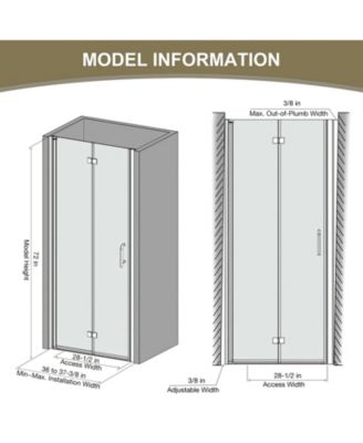 Pivot Frameless Shower Door with Clear Glass for Bathroom