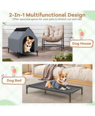 Slickblue Elevated Pet House for Outdoors with Ventilated Windows – Waterproof and Comfortable Pet Shelter