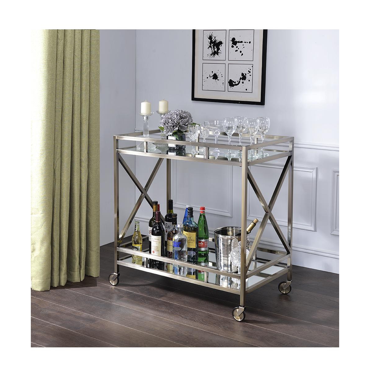 Multi-Function Metal Serving Cart – Rolling Bar Cart with Ample Storage