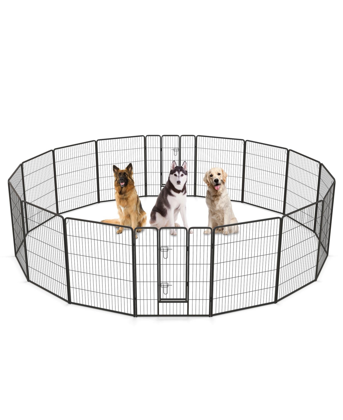 Adjustable Height Dog Playpen with Lockable Door &#x2013; Spacious Pet Play Area for Dogs - Black