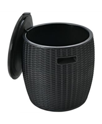 Patio 4-in-1 Rattan Cocktail Table - Multi-Functional Cool Bar, Side Table & Storage