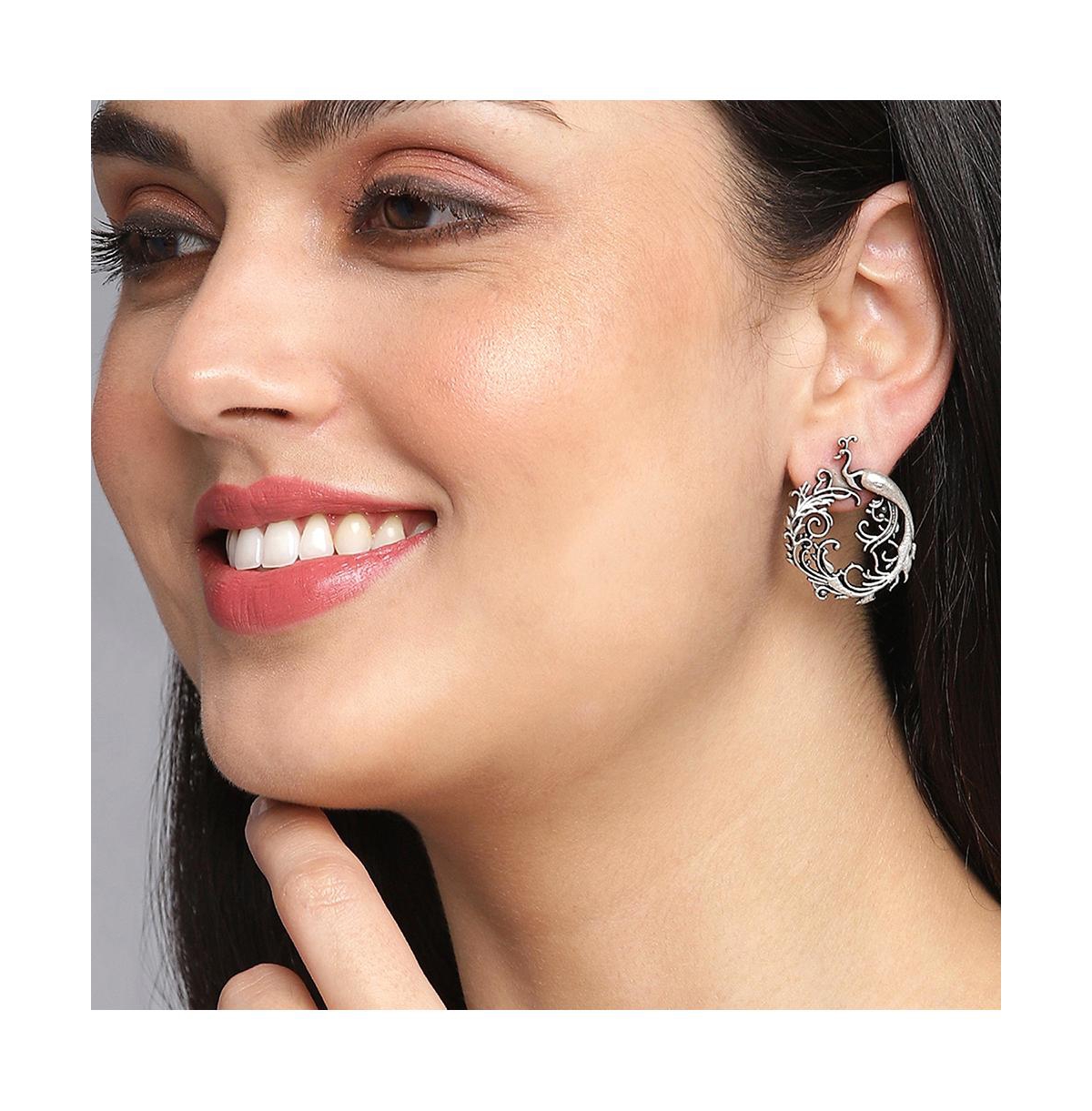 Sohi Women's Oxidised Drop Earrings