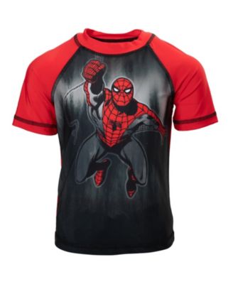 Boys Spider-Man UPF 50+ Rash Guard and Swim Trunks Outfit Set