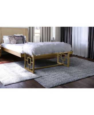 Faux Fur Accent Bench – Upholstered Seat for Living Room or Vanity