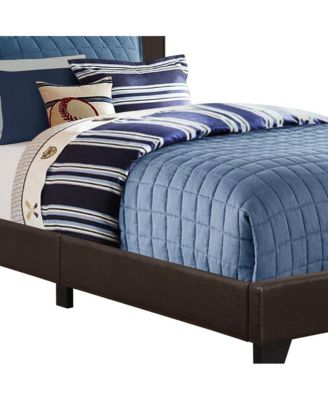 Solid Wood Twin Upholstered Faux Leather Bed Frame