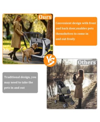 4 Wheel Medium-Large Dog Stroller With 3 Zipper Doors