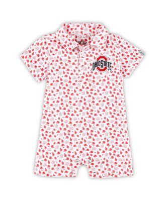 Garb - Baby Boys and Girls White Ohio State Buckeyes Earnest Polo Romper