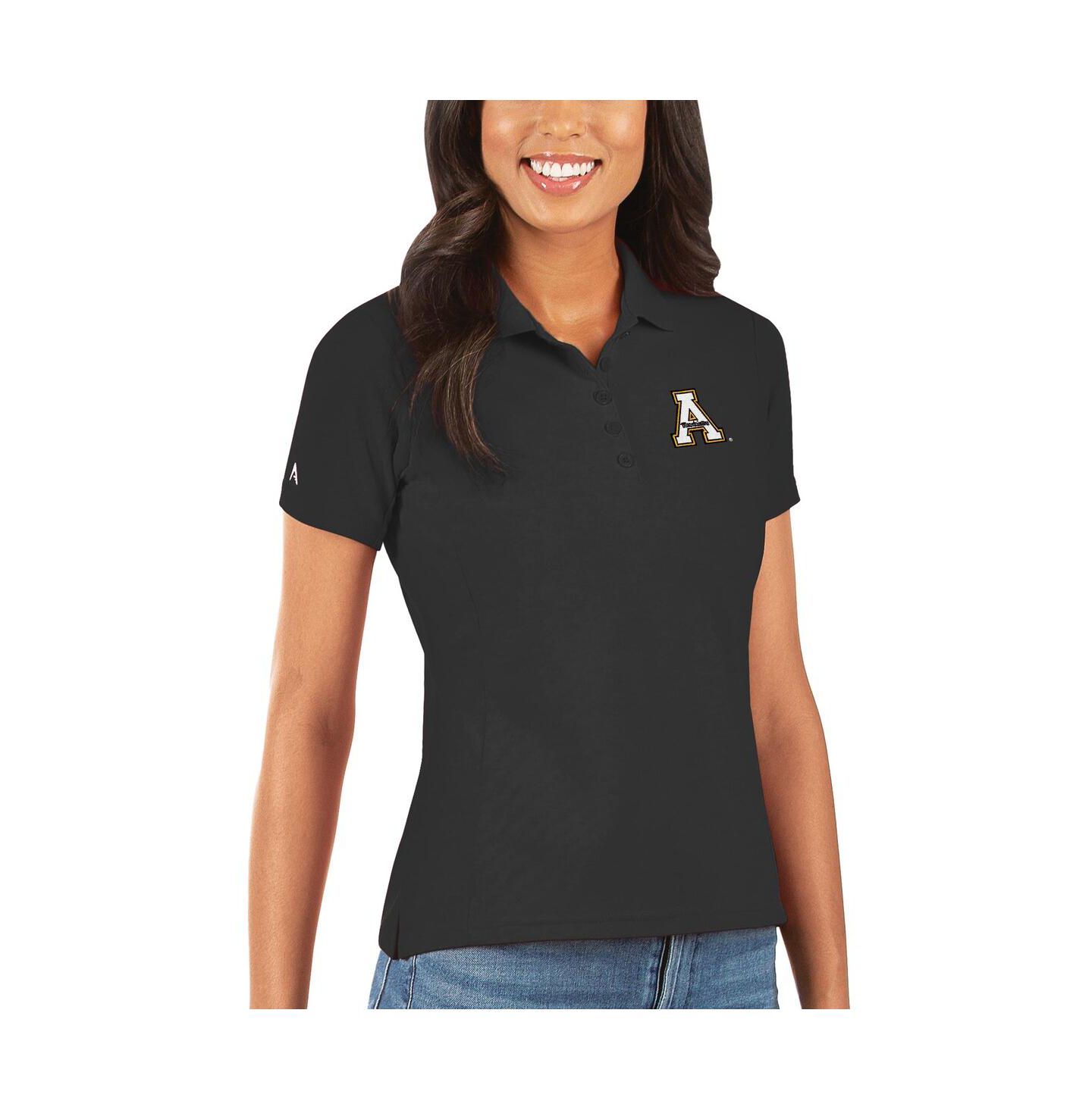Женское поло Antigua Black Appalachian State Mountaineers Legacy Pique Polo — фото 1
