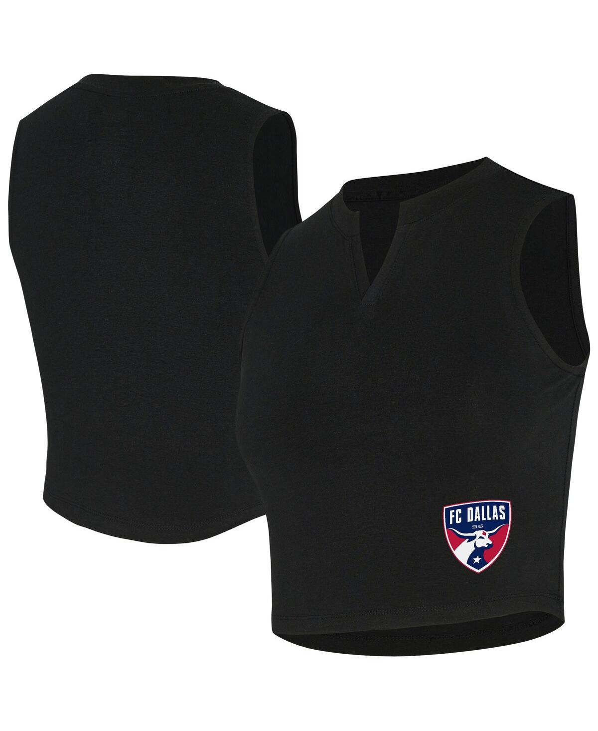 Women's Black Fc Dallas Market Cropped Tri-Blend Tank Top - Black