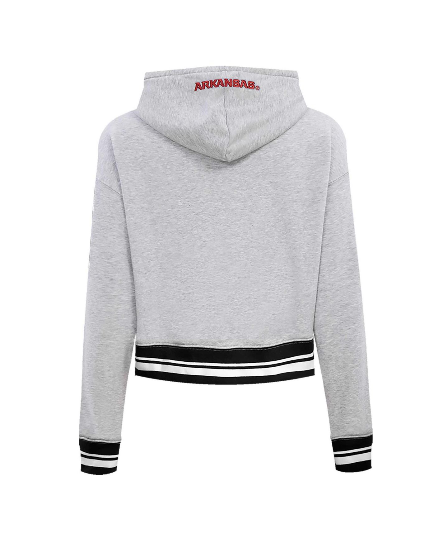 Женское худи Pro Standard Heather Gray Arkansas Razorbacks Script Tail Fleece Cropped Pullover — фото 5