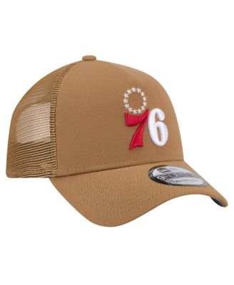 Men's Tan Philadelphia 76ers 9FORTY A-Frame Trucker Adjustable Hat