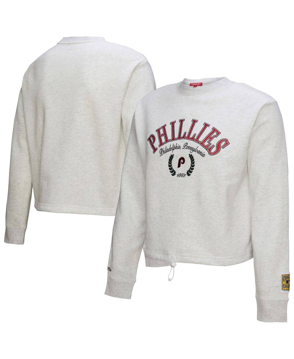 Women's Heather Gray Philadelphia Phillies Cropped Toggle Pullover Sweatshirt - Heather Gray