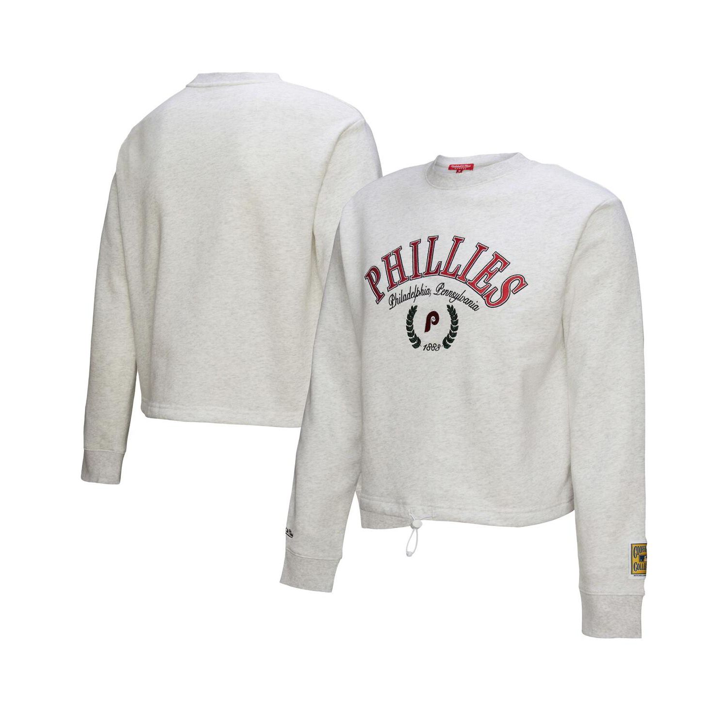 Women's Heather Gray Philadelphia Phillies Cropped Toggle Pullover Sweatshirt