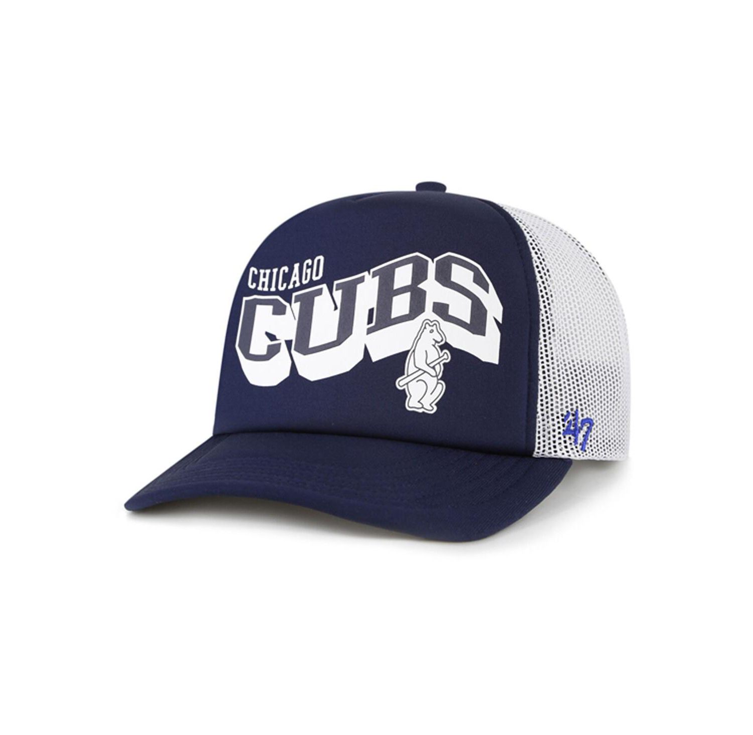 Men's Navy Chicago Cubs Meander Foam Trucker Snapback Hat