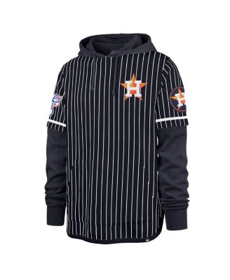 Men's Navy Houston Astros Pinstripe Double Header Pullover Hoodie