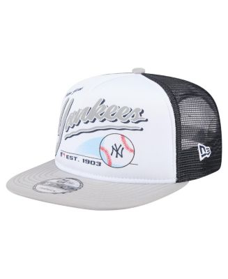 New Era Men's White/Gray New York Yankees Retro Script Trucker 9FIFTY ...