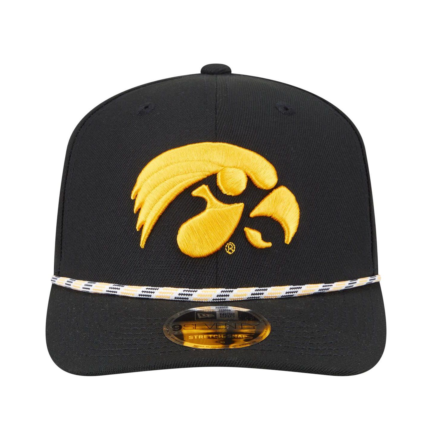 Мужской головной убор New Era Black Iowa Hawkeyes Game Day Multi-Rope 9SEVENTY Stretch-Snap Hat — фото 2