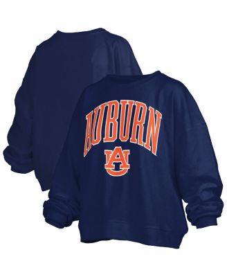 Pressbox - Women's Navy Auburn Tigers Janise Arch Over Logo Waist Length Oversized Pullover Sweatshirt